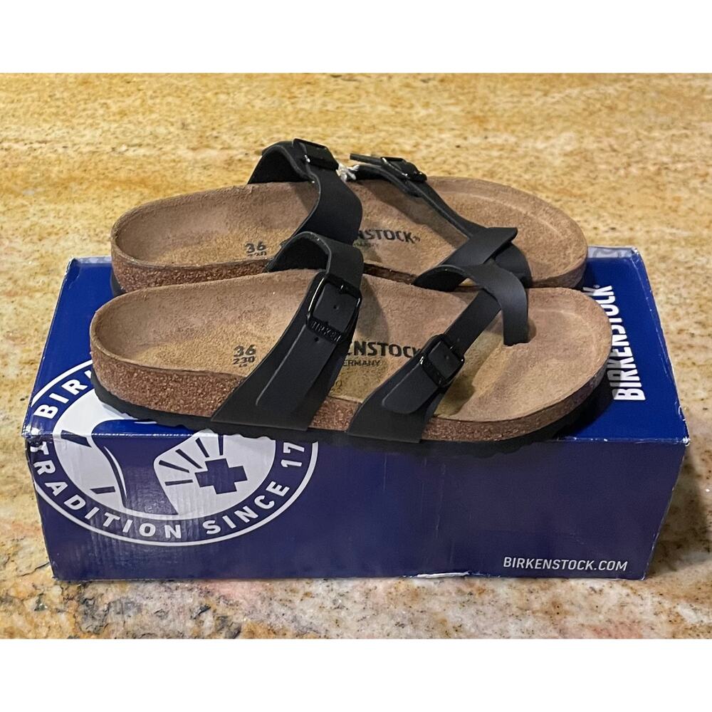 NWT/NIB Mayari Birko-Flor Black Sandals EU 36/Women’s 5 - Picture 2 of 6